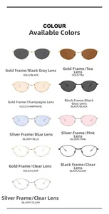 Présentation de lunettes ovales en métal avec diverses couleurs de montures et verres
