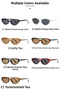 Aperçu détaillé des lunettes de soleil vintage œil-de-chat en sept couleurs assorties
