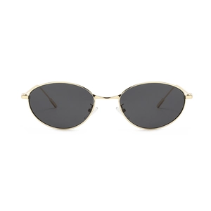 Lunettes de soleil œil-de-chat Y2K avec monture ovale en métal doré et verres