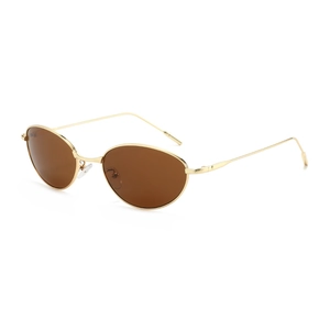 Lunettes de soleil Y2K futuristes oeil de chat avec monture dorée et verres marron