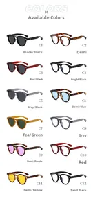 Grid view of vintage round eyewear frames showing 12 different color and lens options