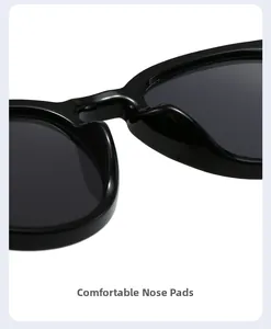 Detail of comfortable integrated nose pads on black vintage round frame sunglasses