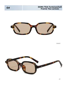 Detail view of tortoiseshell square sunglasses with tea lenses and retro rivets