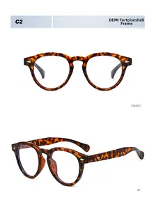 Macro detail of retro round demi frame glasses with silver arrow hinges in 45-degree view