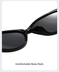 Close-up of comfortable integrated nose pads on black vintage cat eye sunglasses