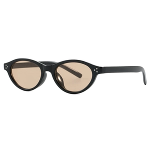 Retro small oval sunglasses with black frames and tinted lenses for hip-hop street style