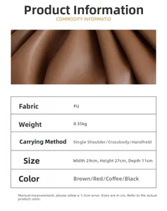 Detailed view of PU leather tote showing texture specifications and weight information