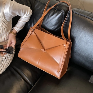 Borsa Tote da Donna Grande Capacità in Pelle PU Stile Francese Piegatura Geometrica Borsa a Tracolla Per Pendolarismo Quotidiano Ufficio