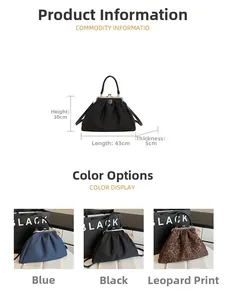 Sac à main plissé nuage dimensions détaillées et choix de couleurs avec léopard