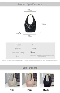 Guida alle taglie per borsa a secchiello in PU con dimensioni 23x24x15cm e dettagli