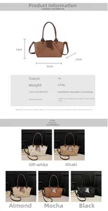 Detailed dimensions and weight chart for the pleated PU leather crossbody tote bag