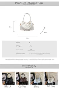 Size guide for large PU tote bag with detailed product dimensions and color options