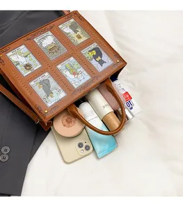 Interior view showing the large storage capacity of the brown cat tarot tote bag