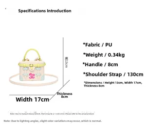 Size chart showing 17x13x8cm dimensions for the pink PU leather bow rabbit crossbody bag