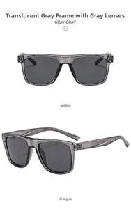 Lunettes de soleil de sport polarisées avec monture gris translucide et verres gris foncé