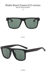 Vue détaillée des lunettes de soleil sport noir mat avec verres G15 et accents rouges