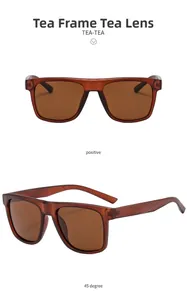 Vue de face et à 45 degrés de lunettes de soleil polarisées marron à monture mate