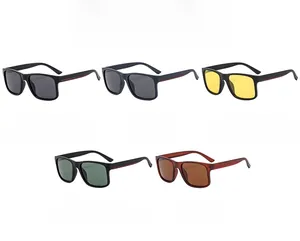 Polarized square sunglasses for men featuring five frame colors and side stripe details