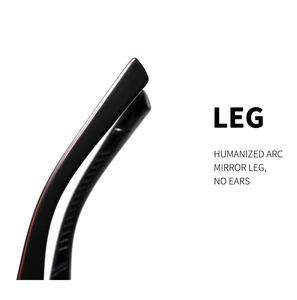 Détail des branches ergonomiques noir et rouge avec design arqué pour le confort