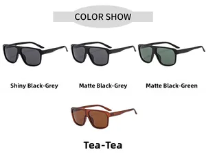 Multiple color show of retro polarized sunglasses with large square frames and resin lenses