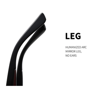 Detail of matte black ergonomic polarized sunglasses arms for no-ear-pressure comfort