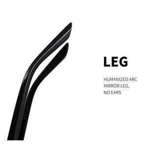 Close-up of ergonomic polarized sunglasses temples with humanized arc for comfort
