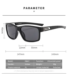 Tableau des tailles détaillé pour les lunettes de soleil de sport polarisées P2517