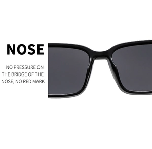 Detailed macro view of the seamless nose pad design on black square frame sunglasses