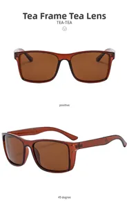 Rectangle tea-tinted cycling sunglasses with textured anti-slip temples shown in two angles