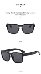 Detailansicht der glänzend schwarzen polarisierten Sonnenbrille mit grauen Gläsern