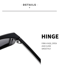 Detail shot of the durable metal hinge on black outdoor sports sunglasses