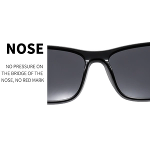 Detail of the integrated nose bridge design on black sports cycling sunglasses