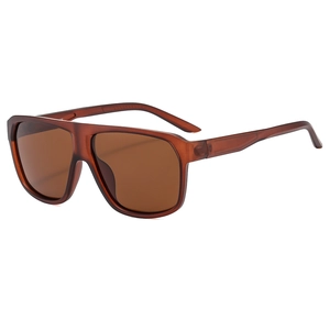 Classic oversized polarized sunglasses with translucent brown frames and tinted lenses