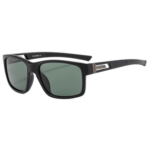 Lunettes de soleil polarisées de sport avec monture noire et verres verts de vélo