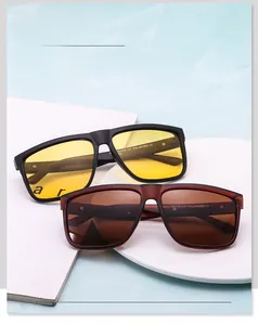 Detail of polarized lenses with CE marking on matte black and tortoise shell sunglasses