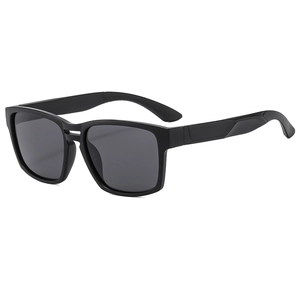 Klassische polarisierte Sport-Sonnenbrille mit Doppelsteg in Mattschwarz und Grauglas