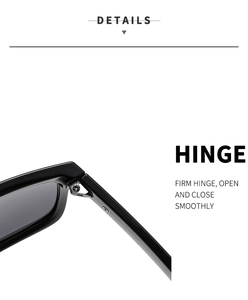 Macro detail of high-quality metal hinge for smooth opening on black polarized sunglasses