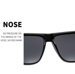 Detail of comfortable non-slip nose pads on black polarized driving sunglasses