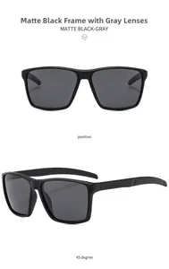 Front and 45 degree angle view of matte black outdoor sports sunglasses with gray lenses