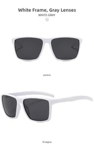 Outdoor cycling sunglasses with white square frame and gray lenses from two view angles