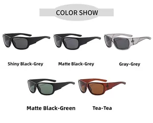 Showcase of five polarized sports sunglasses in various frames and lens color options