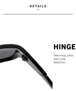 Close-up of firm metal hinge on polished black sports sunglasses for smooth opening