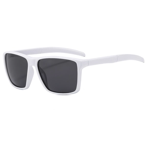 White sports sunglasses with dark polarized lenses for outdoor cycling and casual wear