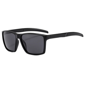 Classic black square frame sports sunglasses with dark lenses for outdoor cycling