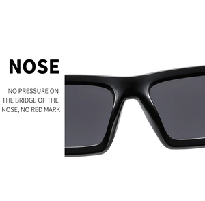 Detail of ergonomic integrated nose pads on black polarized sports sunglasses for comfort