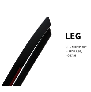 Detail of ergonomic black and red sunglasses temples with curved leg design for comfort
