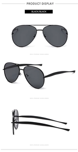 Detailed views of black aviator sunglasses showing the double bridge and slim metal frame