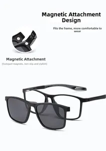 Detail of magnetic snap-on attachment for TR90 frames with polarized sunglasses clips