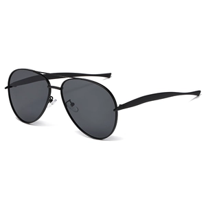 Classic matte black metal aviator sunglasses with double bridge and dark lenses for unisex
