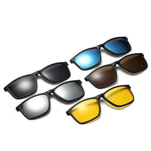 TR90 magnetic clip-on sunglasses set with five polarized lenses for various lighting